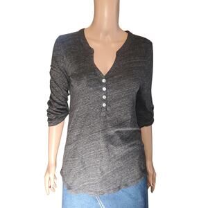 Nation LTD Gray Long Sleeve Henley Top Soft Knit Size S Minimalist Casual